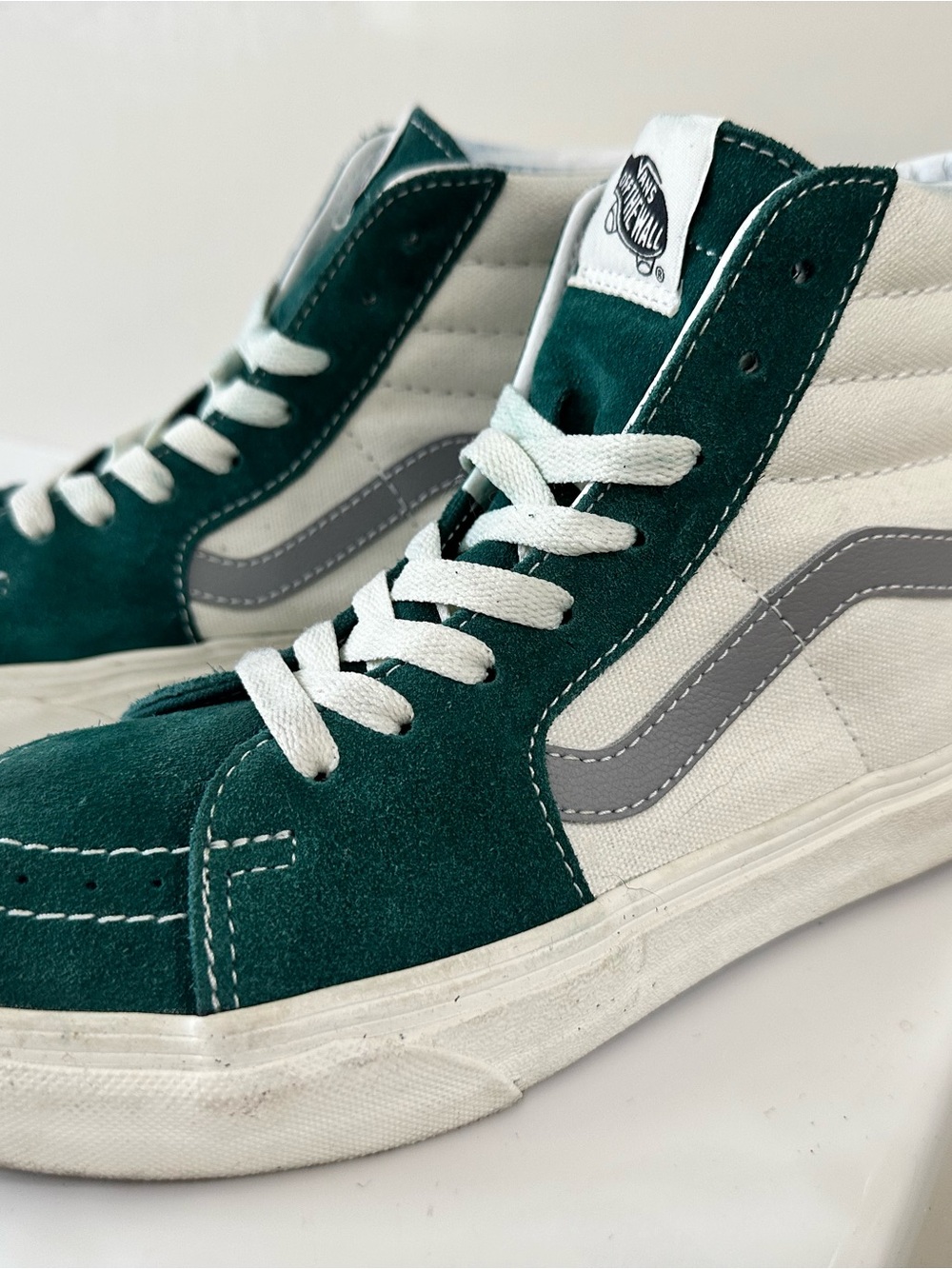 Vans Dark Green & White High-Top Suede Canvas Sneakers - Picture 3 of 4